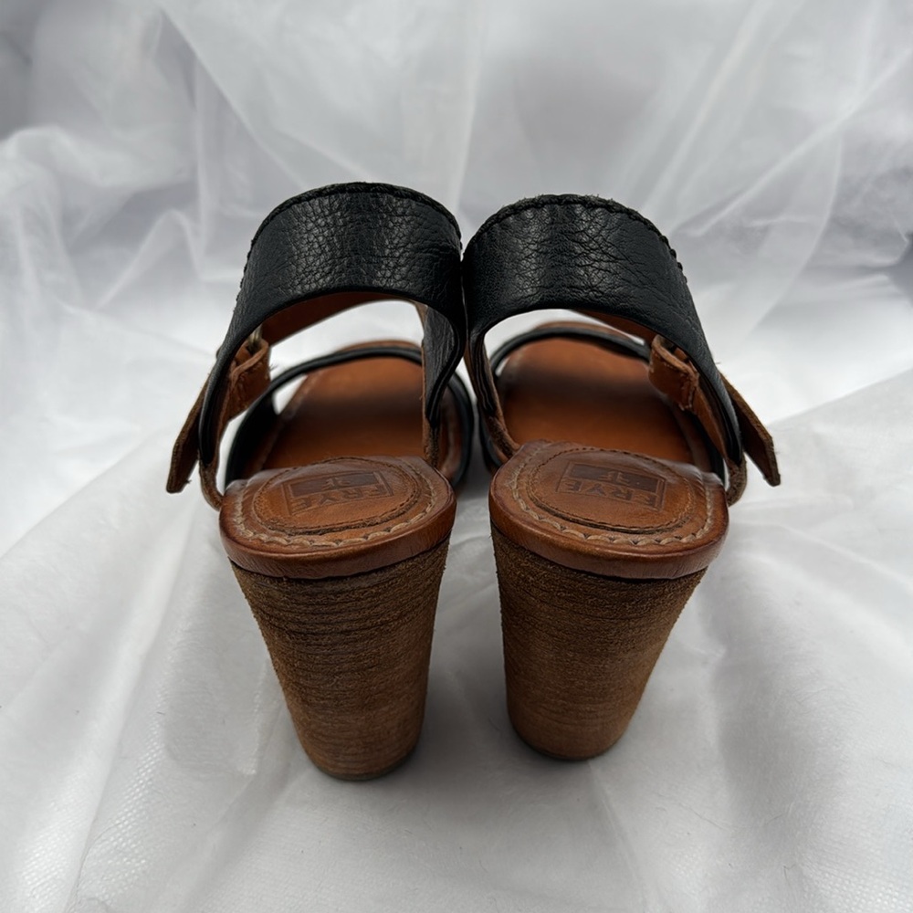 FRYE leather sandals - black  and brown leather  - Size 7M - Picture 3 of 11